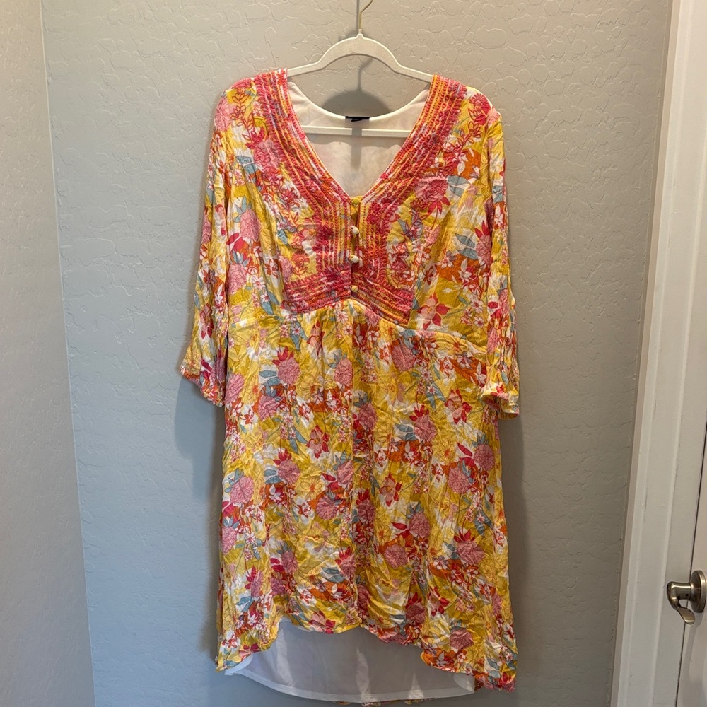 Torrid Pink and Yellow Floral Tunic